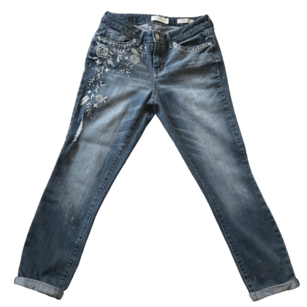 Jessica Simpson Forever Rolled Jeans Womens Size 28 Blue Skinny Distressed
